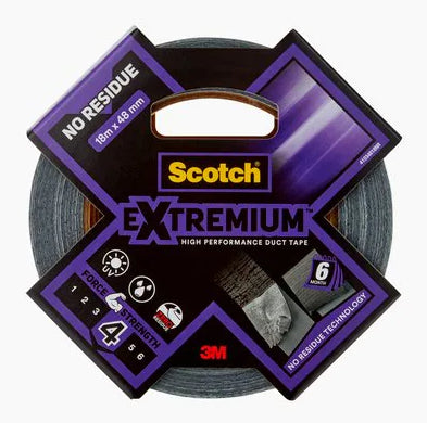 3M Extremium Gewebeband/Gaffa – 48 mm × 18,2 m, schwarz, synthetischer Gummi, extra stark, von Hand abreißbar