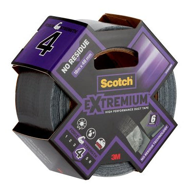 3M Extremium Gewebeband/Gaffa – 48 mm × 18,2 m, schwarz, synthetischer Gummi, extra stark, von Hand abreißbar