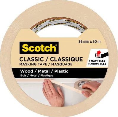 3M Malerband, Beige – 36 mm × 50 m, Innen, Rückstandsfrei bis 3 Tage