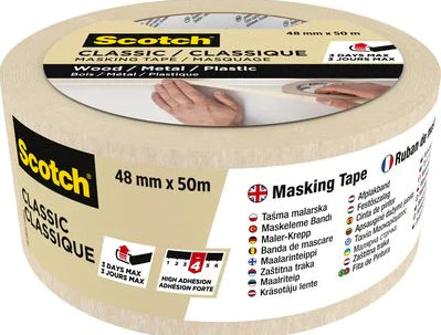 3M Malerband Classic, beige – 48 mm × 50 m, innen, rückstandsfrei bis 3 Tage