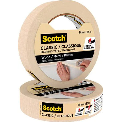 3M Malerband, beige – 24 mm × 50 m, innen, rückstandsfrei bis 3 Tage