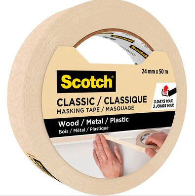 3M Malerband, beige – 24 mm × 50 m, innen, rückstandsfrei bis 3 Tage