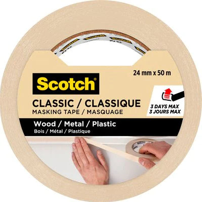 3M Malerband, beige – 24 mm × 50 m, innen, rückstandsfrei bis 3 Tage