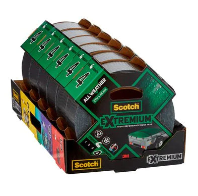 3M Extremium Gewebeband – 48 mm × 27,4 m, schwarz, wetterfest, extra stark