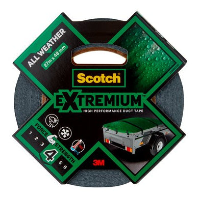 3M Extremium Gewebeband – 48 mm × 27,4 m, schwarz, wetterfest, extra stark