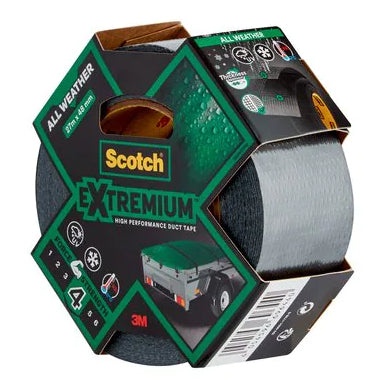 3M Extremium Gewebeband – 48 mm × 27,4 m, schwarz, wetterfest, extra stark