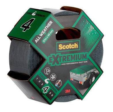 3M Extremium Gewebeband – 48 mm × 27,4 m, schwarz, wetterfest, extra stark