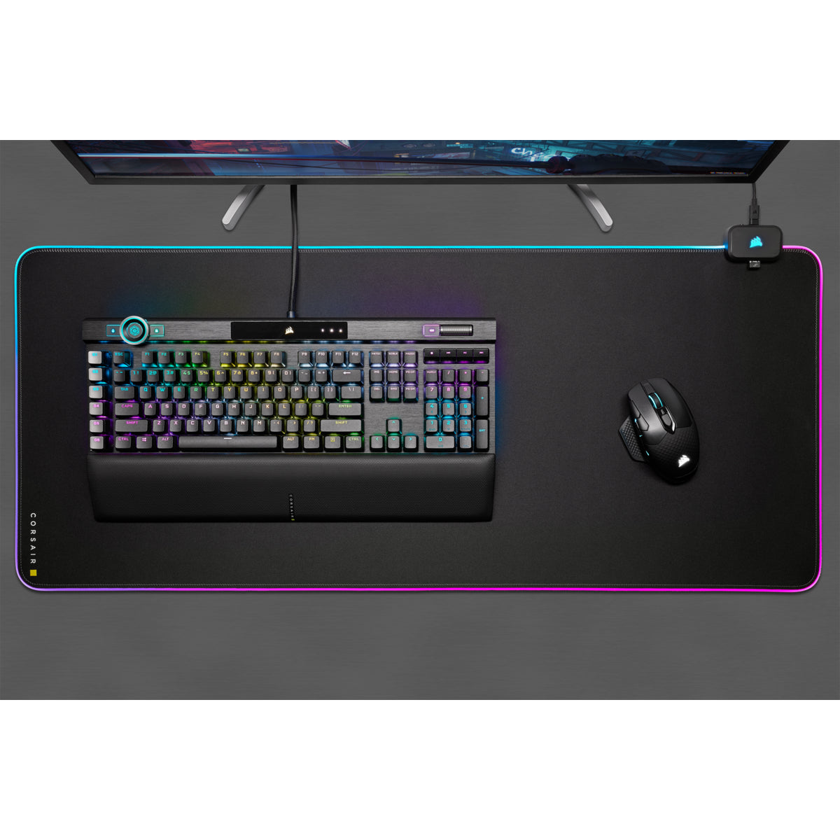 Corsair MM700 RGB Extended Gaming-Mauspad – USB, RGB-Hintergrundbeleuchtung, Anti-Rutsch-Basis, Schwarz