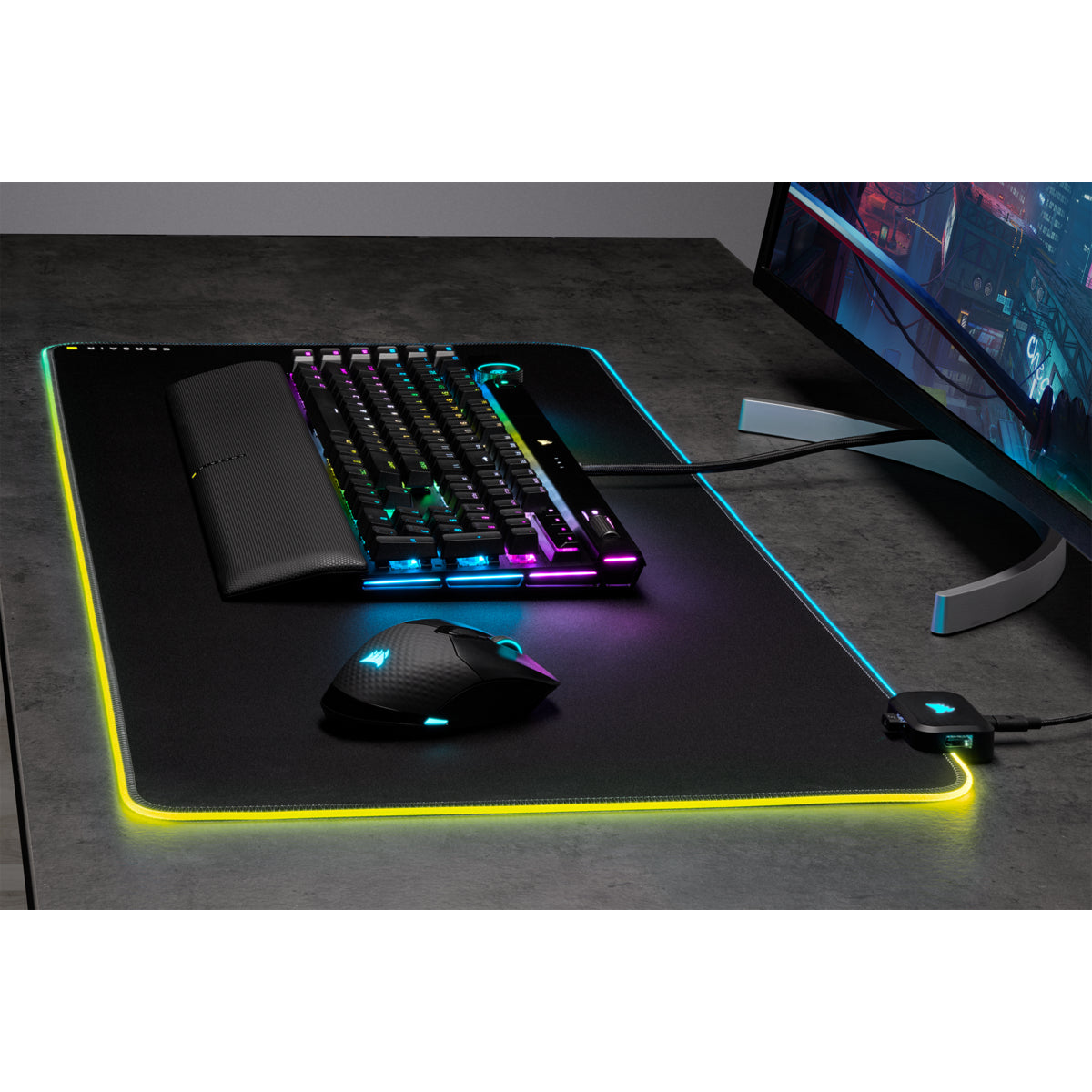 Corsair MM700 RGB Extended Gaming-Mauspad – USB, RGB-Hintergrundbeleuchtung, Anti-Rutsch-Basis, Schwarz