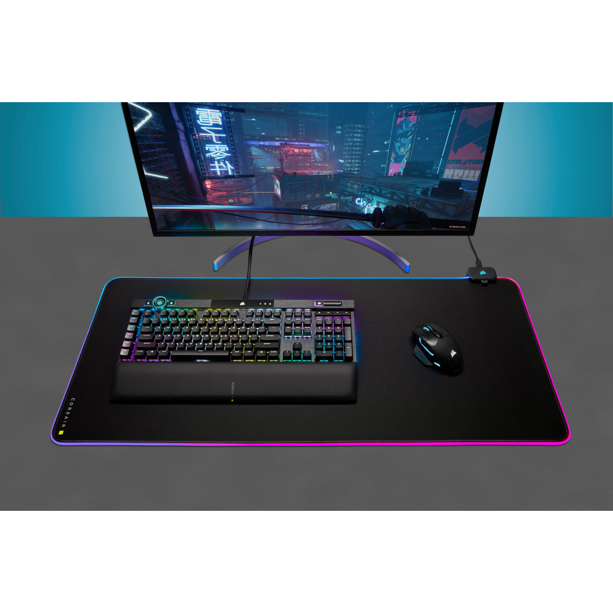 Corsair MM700 RGB Extended Gaming-Mauspad – USB, RGB-Hintergrundbeleuchtung, Anti-Rutsch-Basis, Schwarz