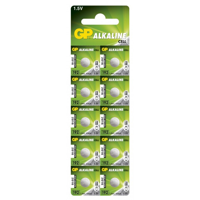 GP Batteries Knopfzellen LR41, Alkaline, 1,5 V – 10 Stk.
