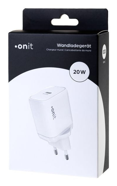 ONIT F02790 USB-Wandladegerät 20 W – USB-C×1 – PD, PPS, GaN – EU-Stecker (Typ C)