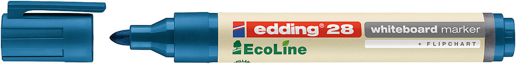 Edding Whiteboard-Marker 28 EcoLine – Rundspitze 1,5-3 mm – Blau – Trocken abwischbar