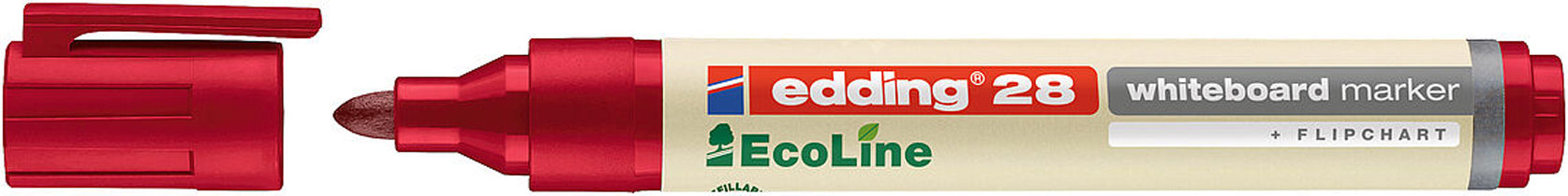 Edding Whiteboard-Marker 28 EcoLine – Rundspitze 1,5-3 mm – Rot – Trocken abwischbar
