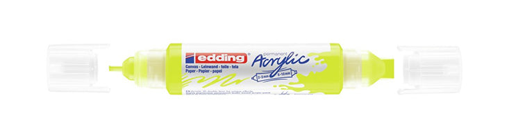Edding 5400 Acrylmarker – Doppeltspitze 2–3/5–10 mm – Neongelb – für Leinwand, Malpapier und Holz