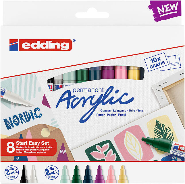Edding Acrylmarker – Acryl-8S, Kreativset Nordic, e-5300 & e-5100 (fein/medium)