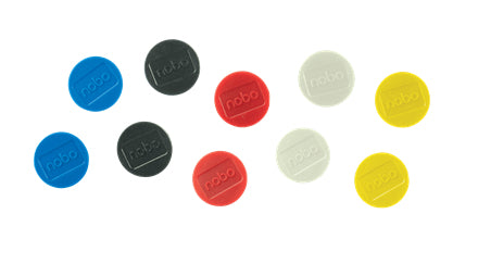 Nobo Tafelmagnete – Ø 32 mm, 10 Stk., mehrfarbig