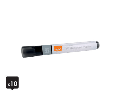 Nobo Whiteboard-Marker – schwarz, 10 Stk., trocken abwischbar, nachfüllbar – für Emaille & Whiteboards