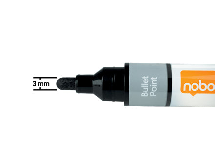 Nobo Whiteboard-Marker – schwarz, 10 Stk., trocken abwischbar, nachfüllbar – für Emaille & Whiteboards