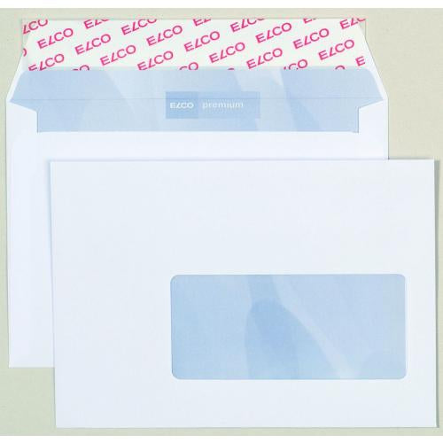 Elco Couvert C6, Fenster rechts, selbstklebend, hochweiss, 100 g/m², mit Innendruck – 500 Stk.