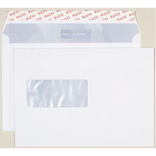 ELCO Couvert C5 (229 × 162 mm), mit Fenster, haftklebend (Optifix), hochweiss, 100 g/m² – 500 Stk.