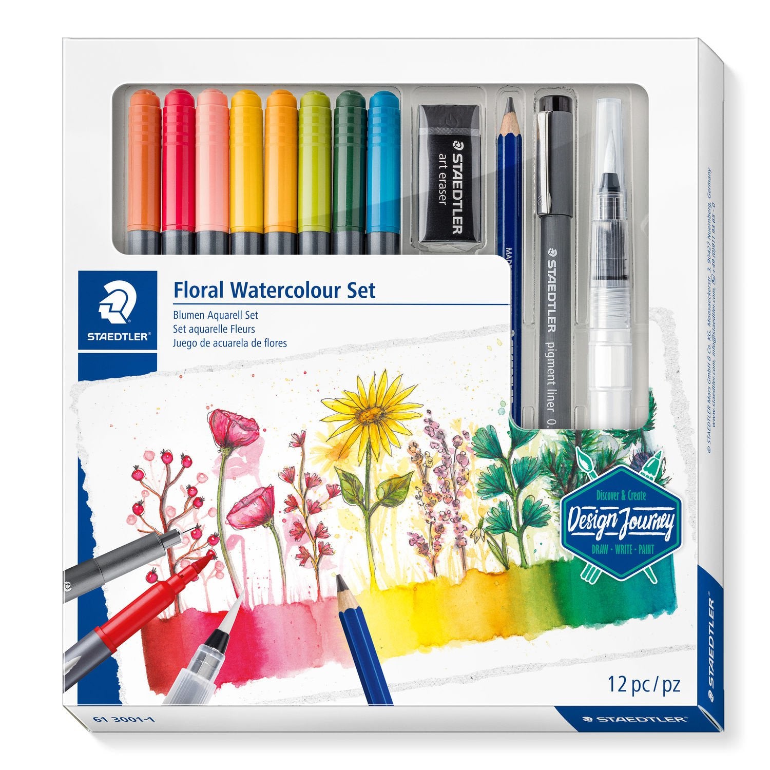 Staedtler Aquarell-Set Brush Pen Floral – 8 Doppelfasermaler