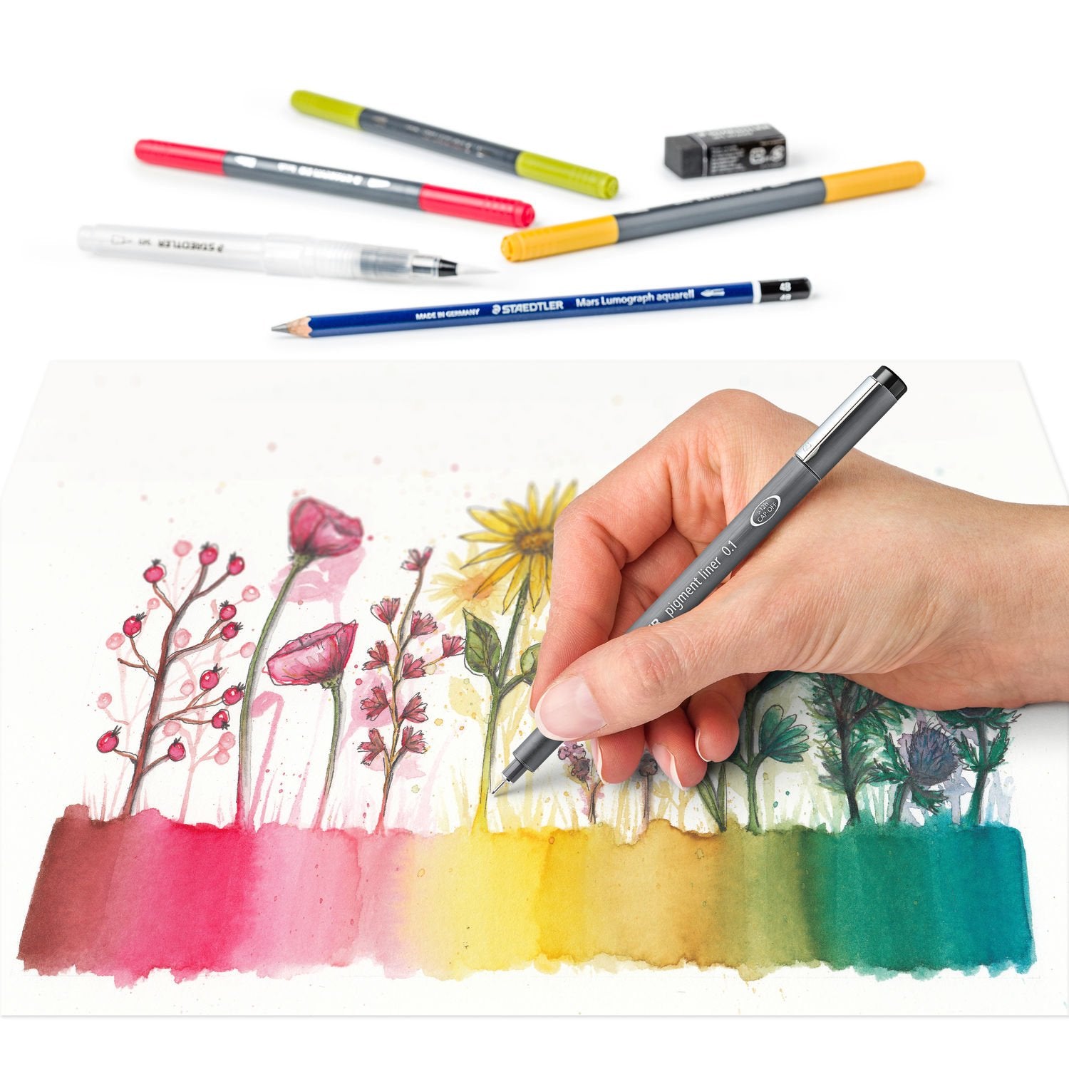 Staedtler Aquarell-Set Brush Pen Floral – 8 Doppelfasermaler