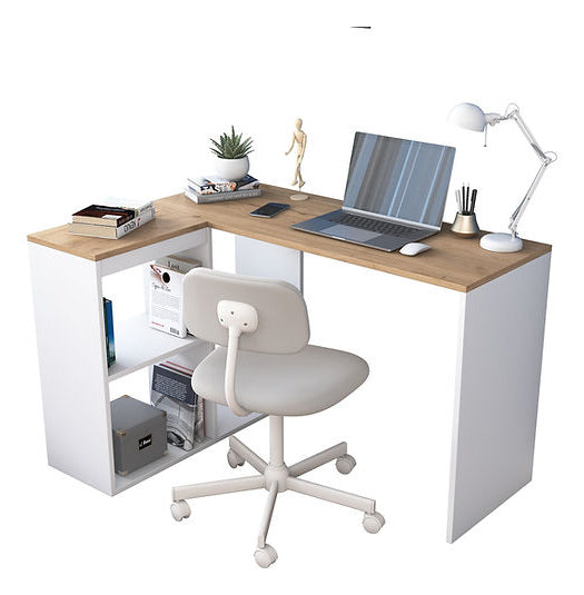 Woody Fashion HA113 – Schreibtisch, 120 × 50 cm, weiss/holz