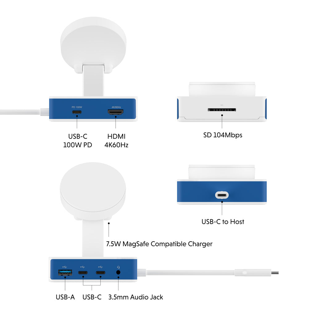 Targus HyperDrive Flex MagCharge USB-Hub – USB-C, 1× HDMI, 4× USB-A, 2× USB-C, 100 W PD, für Windows/Mac