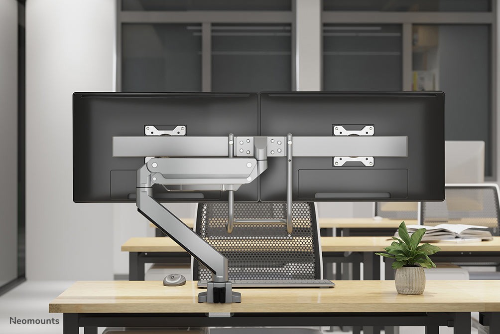 Neomounts NM-D775DXSILVER – Monitorarm Tischhalterung – Klemme/Durchführung – 2 Monitore – 10–32" – VESA 75×75