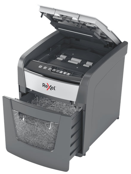 Rexel Optimum AutoFeed+ 50X – Aktenvernichter mit Autofeed 50 Blatt, DIN P-4, Partikelschnitt 4 × 28 mm, 20 l