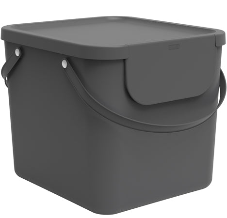 Rotho Abfallcontainer – 40 l – mit Deckel – Kunststoff, Anthrazit – B × H × T 358 × 340 × 400 mm