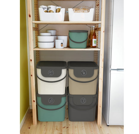 Rotho Abfallcontainer – 40 l – mit Deckel – Kunststoff, Anthrazit – B × H × T 358 × 340 × 400 mm
