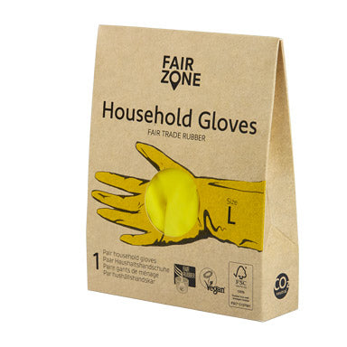 Fair Zone Haushaltshandschuhe L – 1 Paar – Naturkautschuk, Baumwollbeflockung
