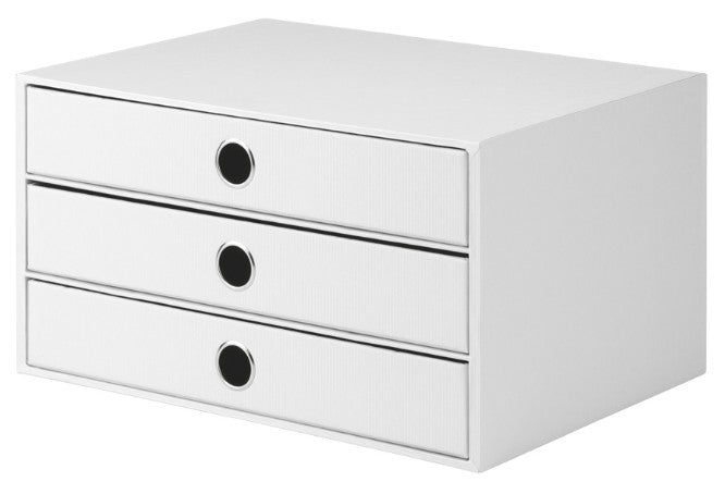 Rössler S.O.H.O. Schubladenelement – 3 Schubladen, für A4, weiss, Karton, B 343 × H 250 × T 185 mm