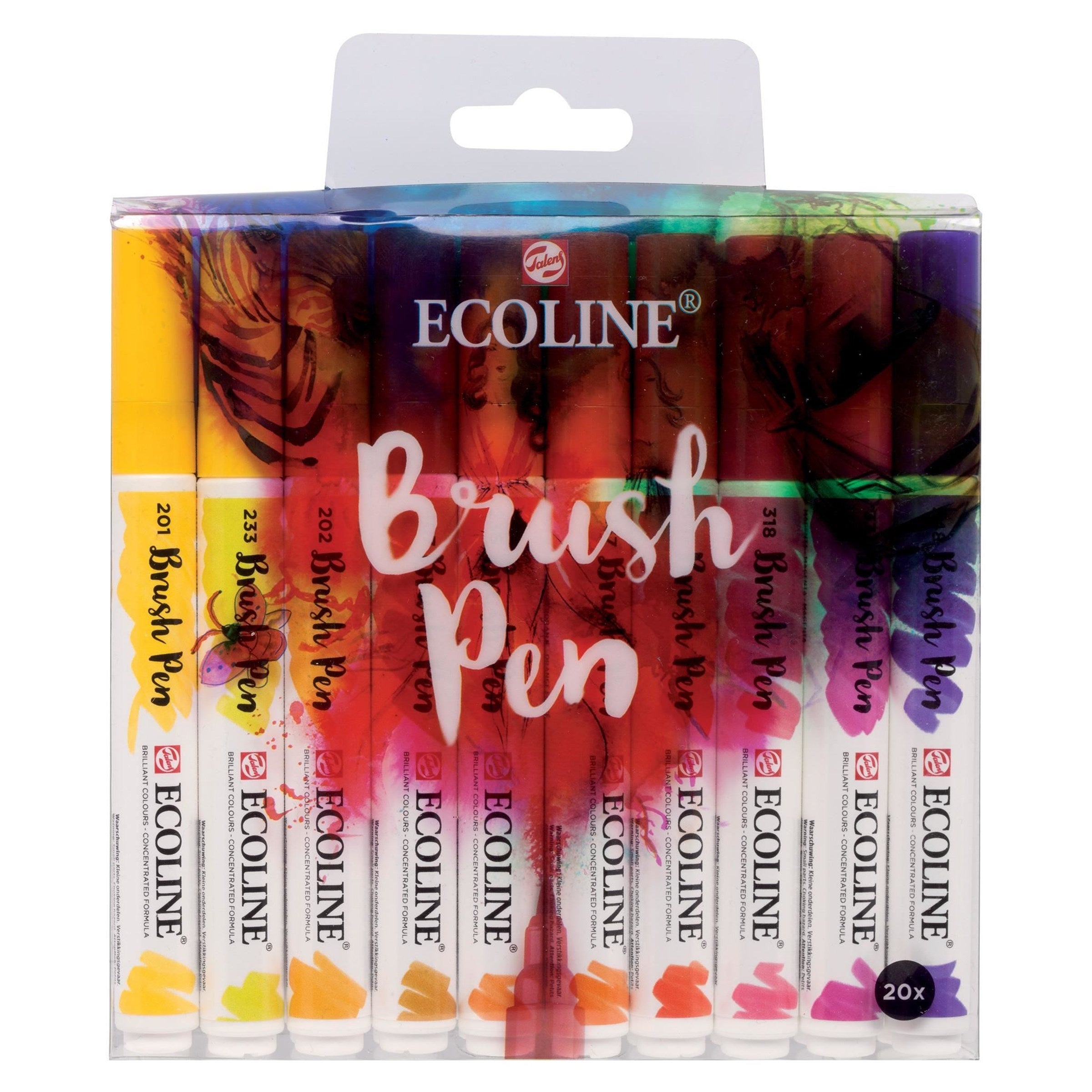 Talens Ecoline Brush Pens – Pinselspitze, wasservermalbar, 20er Set