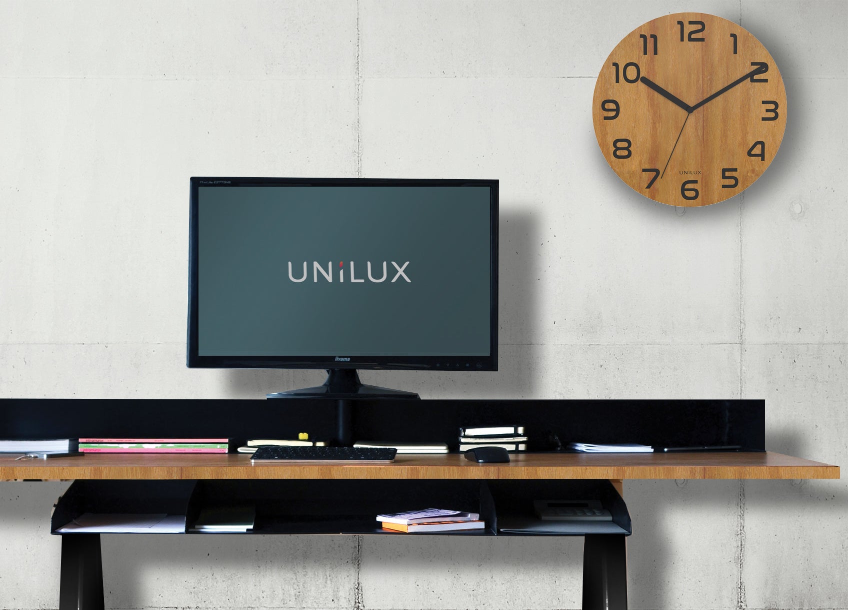 Unilux Wanduhr – Analog, lautlos, Ø 30 cm, Bambus, Holz
