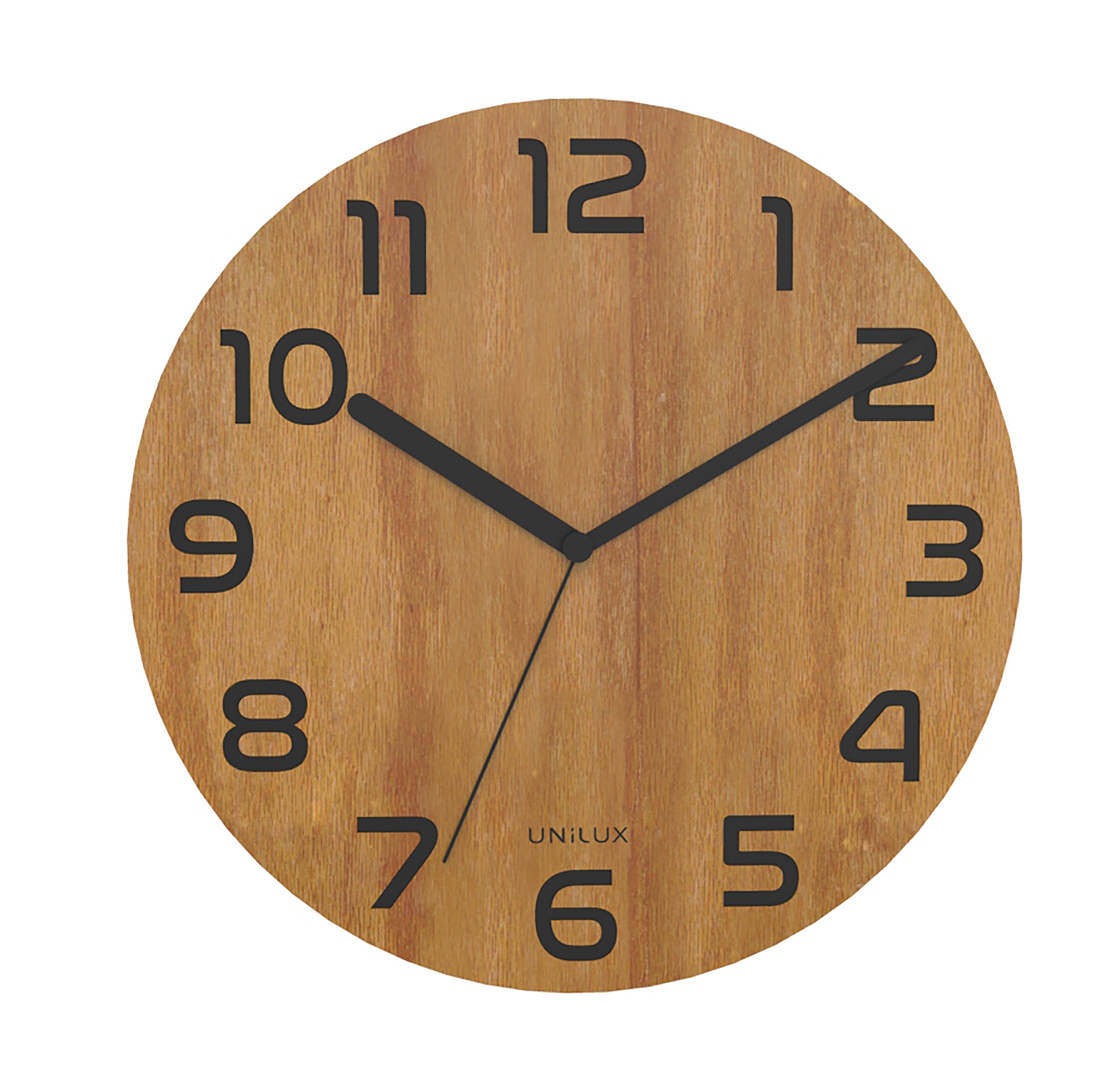 Unilux Wanduhr – Analog, lautlos, Ø 30 cm, Bambus, Holz