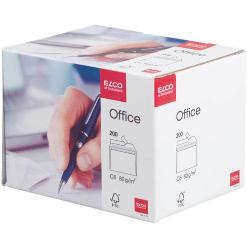 Elco Couvert C6, ohne Fenster, selbstklebend, hochweiss, 80 g/m², mit Innendruck – 200 Stk.