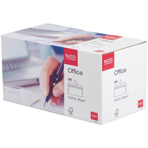 Elco Couvert C6/5 (229 × 114 mm), ohne Fenster, selbstklebend (Optifix), hochweiss, 80 g/m², Papier – 200 Stk.