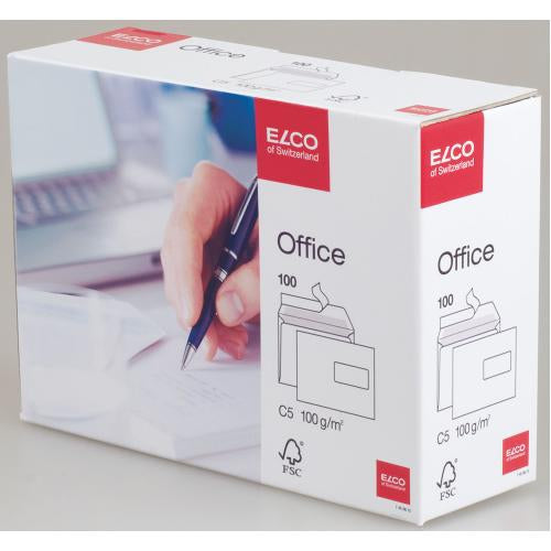 Elco Couvert C5, Fenster rechts, Haftklebung, hochweiss, 100 g/m², mit Innendruck – 100 Stk.