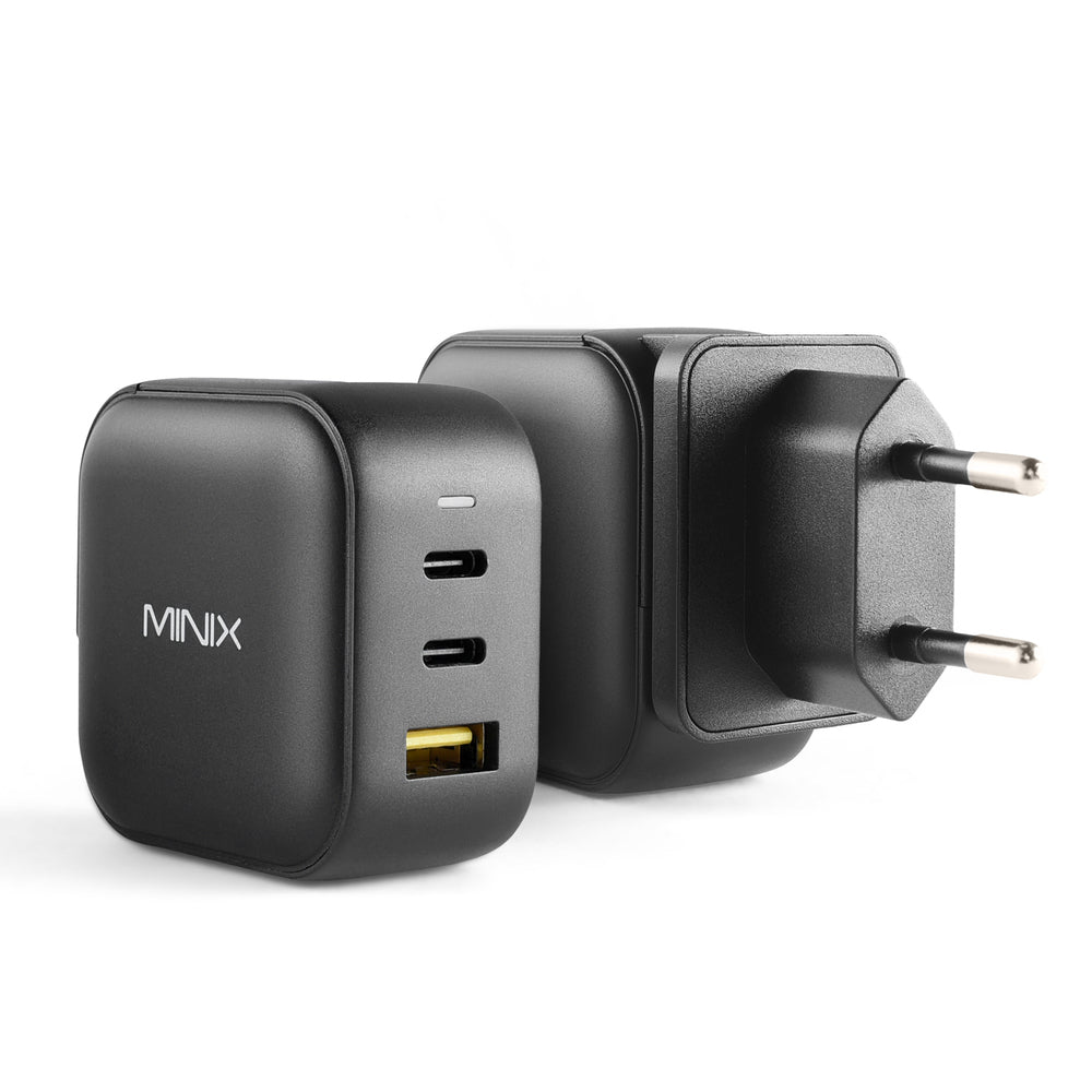 MINIX NEO P1 Netzteil – 65 W, 2× USB-C + 1× USB-A, PD, QC, GaN – für Smartphones, Tablets