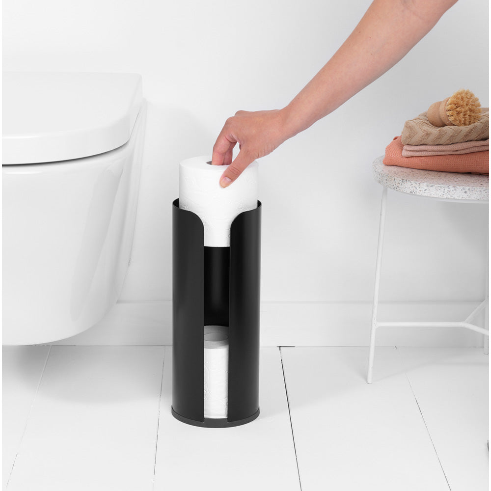 Brabantia Toilettenpapierständer – Stahl, schwarz matt, für 3 Rollen, 13,2 × 13,2 × 32,1 cm