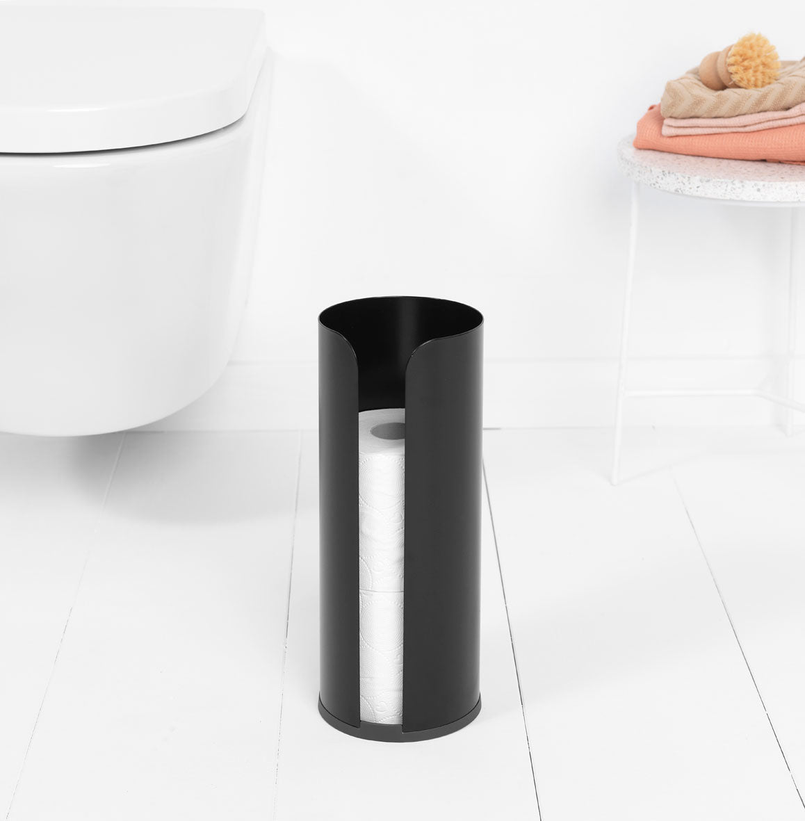 Brabantia Toilettenpapierständer – Stahl, schwarz matt, für 3 Rollen, 13,2 × 13,2 × 32,1 cm