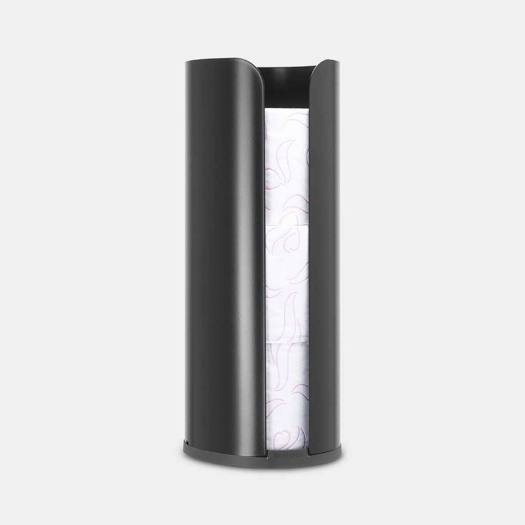 Brabantia Toilettenpapierständer – Stahl, schwarz matt, für 3 Rollen, 13,2 × 13,2 × 32,1 cm