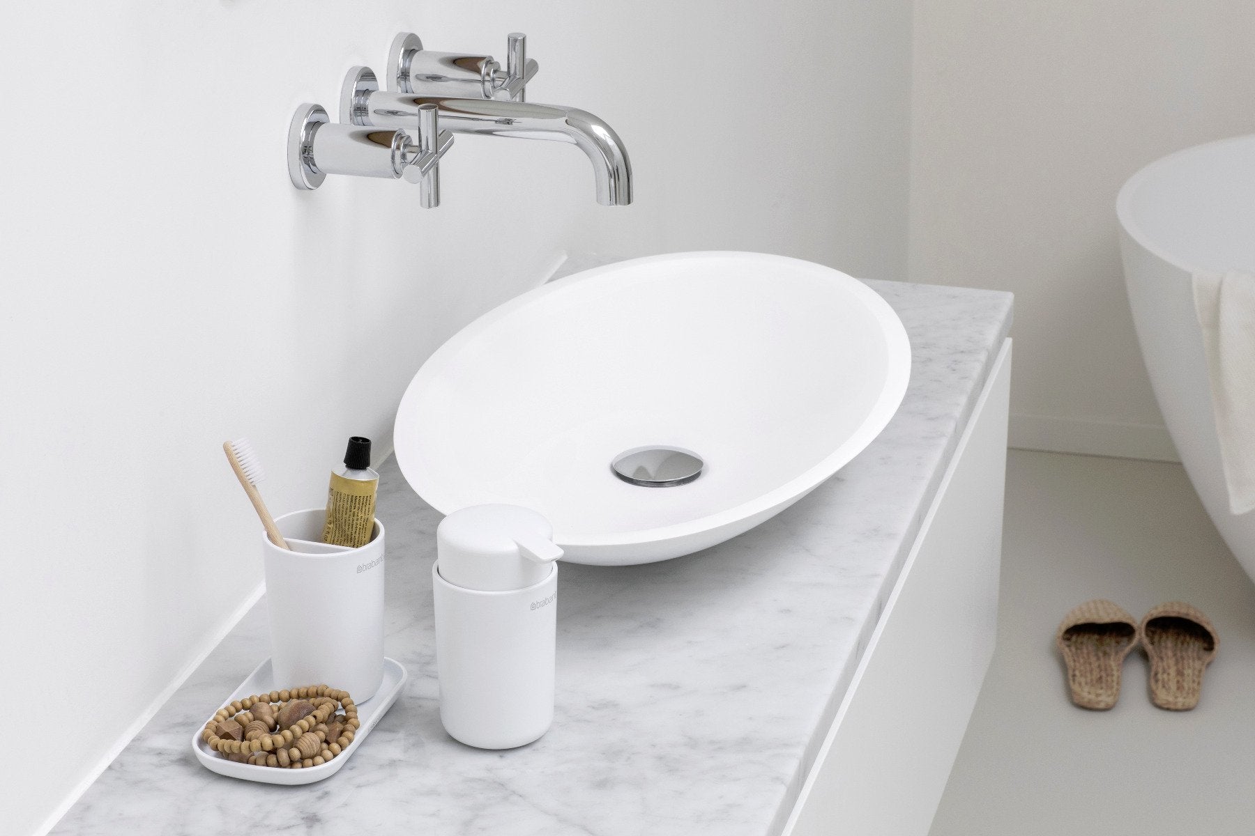 Brabantia Seifenspender – freistehend – 250 ml, Weiss, 3er-Set