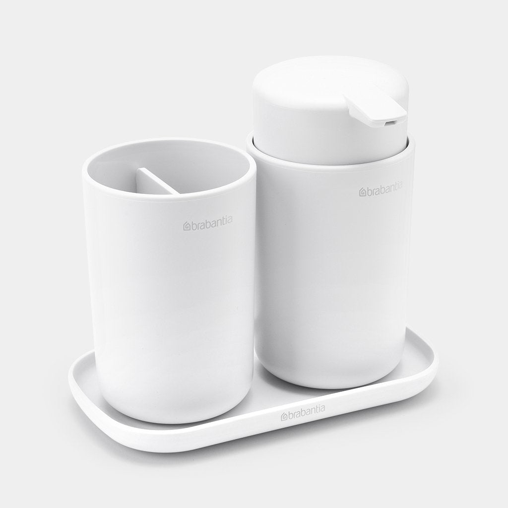 Brabantia Seifenspender – freistehend – 250 ml, Weiss, 3er-Set