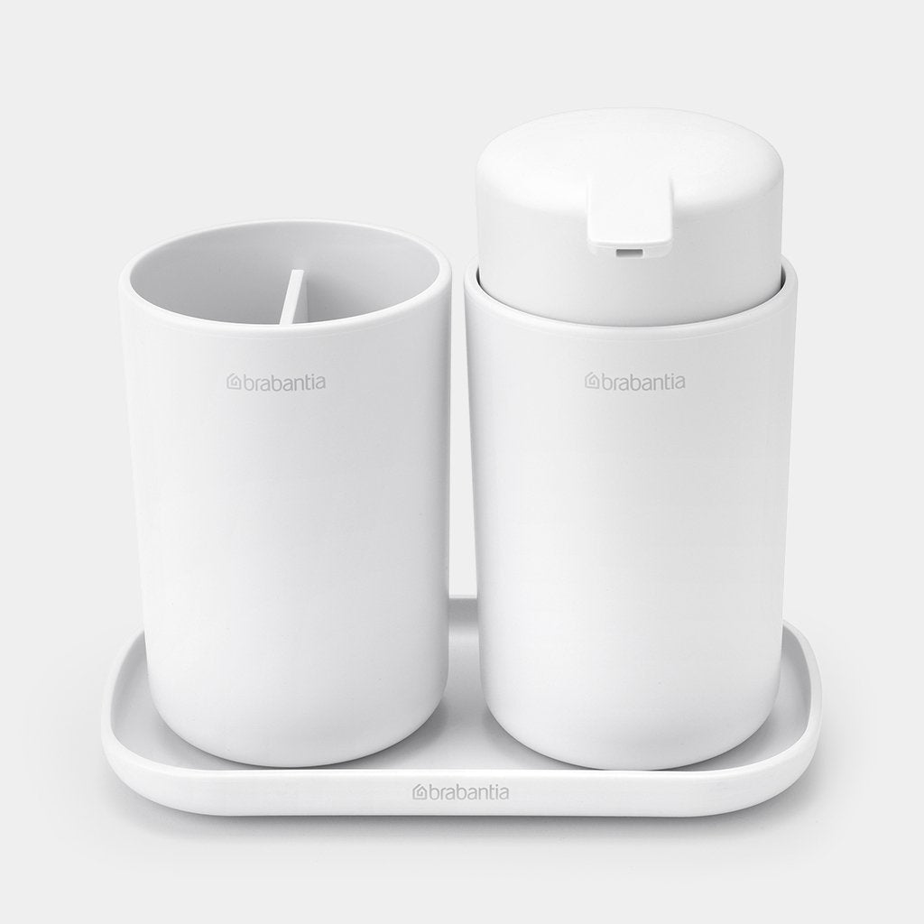 Brabantia Seifenspender – freistehend – 250 ml, Weiss, 3er-Set