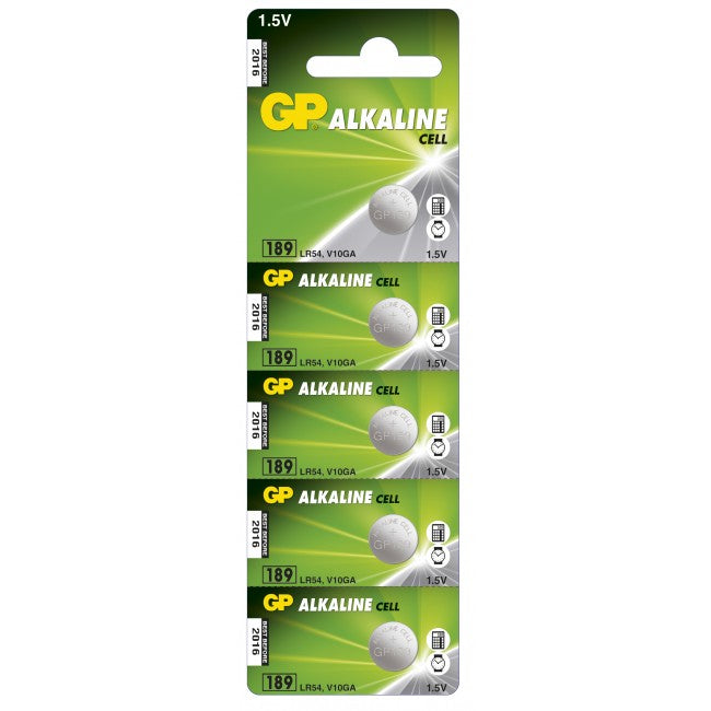 GP Batteries Knopfzellen LR54, Alkaline, 1,5 V – 5 Stk.