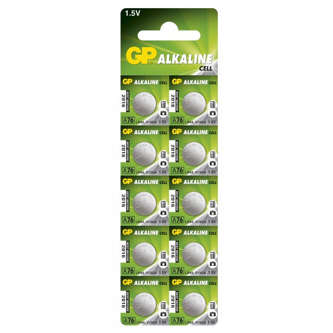 GP Batteries Knopfzellen LR44, Alkaline, 1,5 V – 10 Stk.